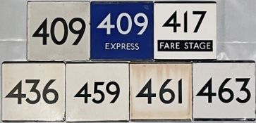 Quantity (7) of London Transport/London Country bus stop enamel E-PLATES, all from the Southern