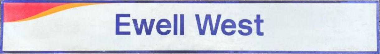 South West Trains STATION PLATFORM SIGN from Ewell West station on the Sutton and Mole Valley lines.