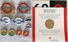 Selection (11) of London Transport cap and lapel BADGES comprising 