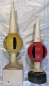 Pair of GWR/BR(W) cast-iron SIGNAL POST FINIALS, the first a 29
