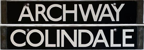 London Underground 38-Tube Stock enamel CAB DESTINATION PLATE for Archway / Colindale on the
