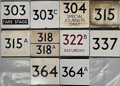 Quantity (10) of London Transport bus stop enamel E-PLATES, all from the Northern Country Area and