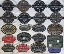 Selection (20) of railway cast-iron medium-size WAGON PLATES including registration plates from