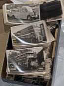 Very large quantity (c1,000) of b&w, postcard-size PHOTOGRAPHS of buses and coaches across the UK, a