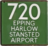 London Transport (London Country) coach stop enamel E-PLATE for Green Line route 720 destinated