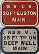 Pair of cast-iron STOP VALVE SIGNS, probably London & North Western Railway (they are L&NWR-pattern)