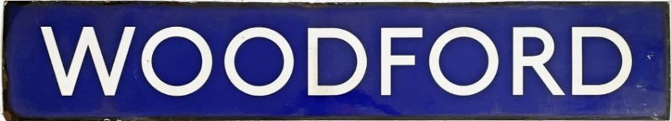 c1940s London Underground enamel PLATFORM SIGN from Woodford, the former LNER station on the Central