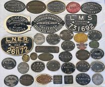 Selection (38) of railway cast-iron etc small to large size WAGON PLATES etc. Makers include Hurst