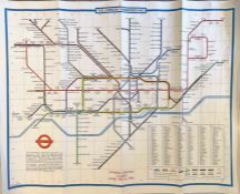 1973 London Underground quad-royal POSTER MAP designed by Paul Garbutt. Dated June 1973 with print-