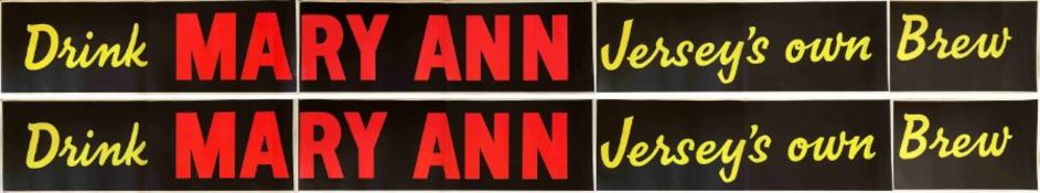 Pair of 1950s/60s Jersey Motor Transport BUS EXTERIOR ADVERTISEMENT POSTERS for the island's Mary