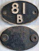 British Railways (Western Region) cast-iron LOCOMOTIVE SHEDPLATE 81B for Slough 1950-64 and sub-