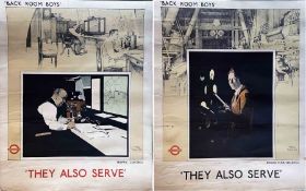 Pair of WW2 London Transport 1942 POSTERS from the 'They also serve' series by Fred Taylor (1875-