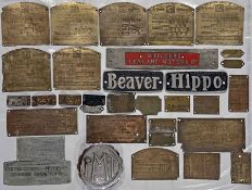 Quantity (30+) of 1920s onwards vehicle CHASSIS PLATES, VEHICLE BADGES etc, many are from Leyland