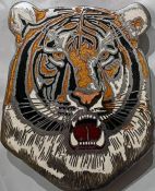 Enamel & chrome VEHICLE BADGE for a Leyland Tiger bus/coach. Measures 5.25