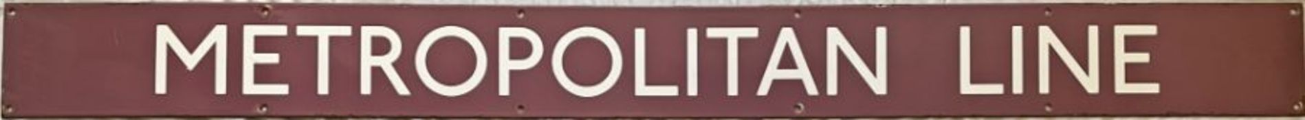 London Underground enamel PLATFORM SIGN 'Metropolitan Line'. These were/are located on the platforms