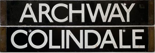 London Underground 38-Tube Stock enamel CAB DESTINATION PLATE for Archway / Colindale on the