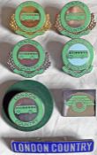 Selection (7) of 1970s London Country Bus Services CAP BADGES comprising Chief Inspector, 'gold-