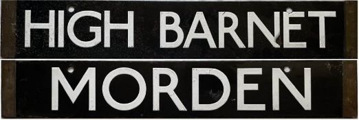 London Underground 38-Tube Stock enamel CAB DESTINATION PLATE for High Barnet / Morden, the outer