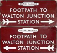 British Railways (London Midland Region) ENAMEL SIGN 'Footpath to Walton Junction Station' with
