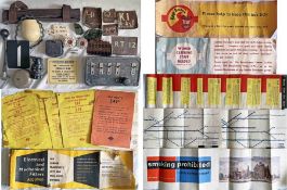 London Transport trolleybuses etc RELICS including cab bell, interior blind, bell pushes, switch &