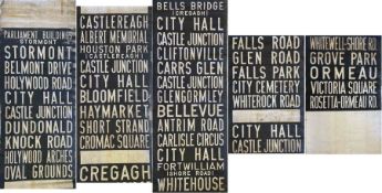 c late-1950s Belfast Corporation TROLLEYBUS DESTINATION BLIND. A complete, linen blind in well-