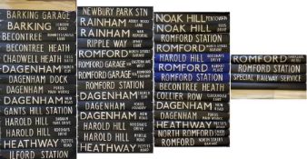 London Transport RT bus DESTINATION BLIND coded E (front ultimate) from NS (North Street, Romford)