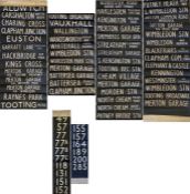Pair of London Transport RT bus DESTINATION BLINDS from AL (Merton) garage comprising a V (rear