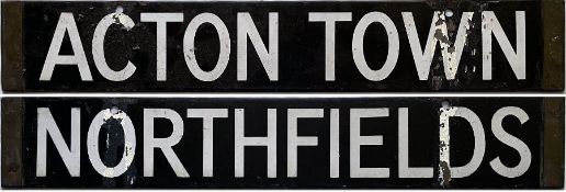 London Underground enamel CAB DESTINATION PLATE for Acton Town / Northfields which could have been