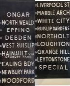 London Underground 1962-Stock DESTINATION BLIND for the Central Line including the former section to