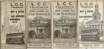Selection (4) of LCC Tramways POCKET MAPS comprising issues dated November 1913, December 1913,