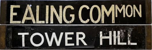 London Underground Q-Stock CAB DESTINATION PLATE for Ealing Common / Tower Hill on the District