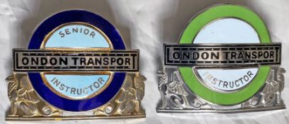 Pair of London Transport bus driving instructor CAP BADGES comprising a Central Buses Senior