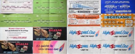 Quantity (17) of railway CARRIAGE DIAGRAMS & ADVERTISEMENTS removed from the Altrincham Electrics