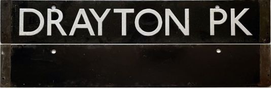 London Underground 38-Tube Stock enamel CAB DESTINATION PLATE for Drayton Pk on the Northern City