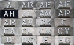 Large quantity (20) of London Transport bus garage STENCIL PLATES comprising examples from A (