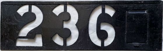 London Transport ROUTE NUMBER STENCIL PLATE for route 236 (Leyton to Finsbury Park) that would
