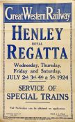 1924 Great Western Railway (GWR) double-royal letterpress POSTER 'Henley Royal Regatta - July 1924 -