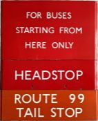 Trio of London Transport bus stop G-PLATES comprising enamel E6-size 