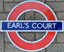 London Underground enamel PLATFORM ROUNDEL from Earl's Court Station on the District and