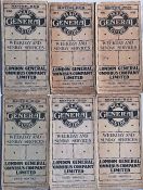 Selection (6) of pre-WW1 London General Omnibus Co (LGOC) pocket MAPS comprising issues dated June