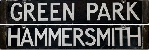 London Underground Standard or 1938-Tube Stock enamel CAB DESTINATION PLATE for Green Park /