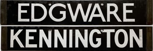 London Underground 1938-Tube Stock enamel CAB DESTINATION PLATE for Edgware / Kennington on the
