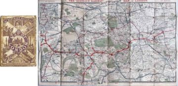 c1898 London Underground MAP 'The District Railway Map of London', 6th edition, first version. The