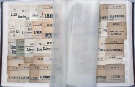 Very large quantity (est. 1,100-1,200) of Great Western Railway (GWR) LUGGAGE LABELS loose-filed