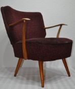 Hübscher alter Mid Century Sessel Cocktailsassel rot