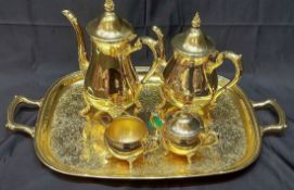 Aus Kapitänsnachlass - Imposanter Kaffee/Teekern incl. Tablett vergoldet 18k Oman