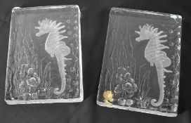 2 Stk große schwere Goebel Glassteine 2 Stück
