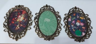 3 alte Vintage Messing Bilderrahmen oval 50er Jahre