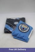 Manchester City FC Goods to include 1x Puma MCFC FW Nine Bar Scarf, One Size, 1x MCFC FW Archive Hoo
