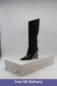 Emilio Pucci Women's Sirens Song Block-Heel Knee-High Leather Boots, Black with Patterned Heel, EU 3